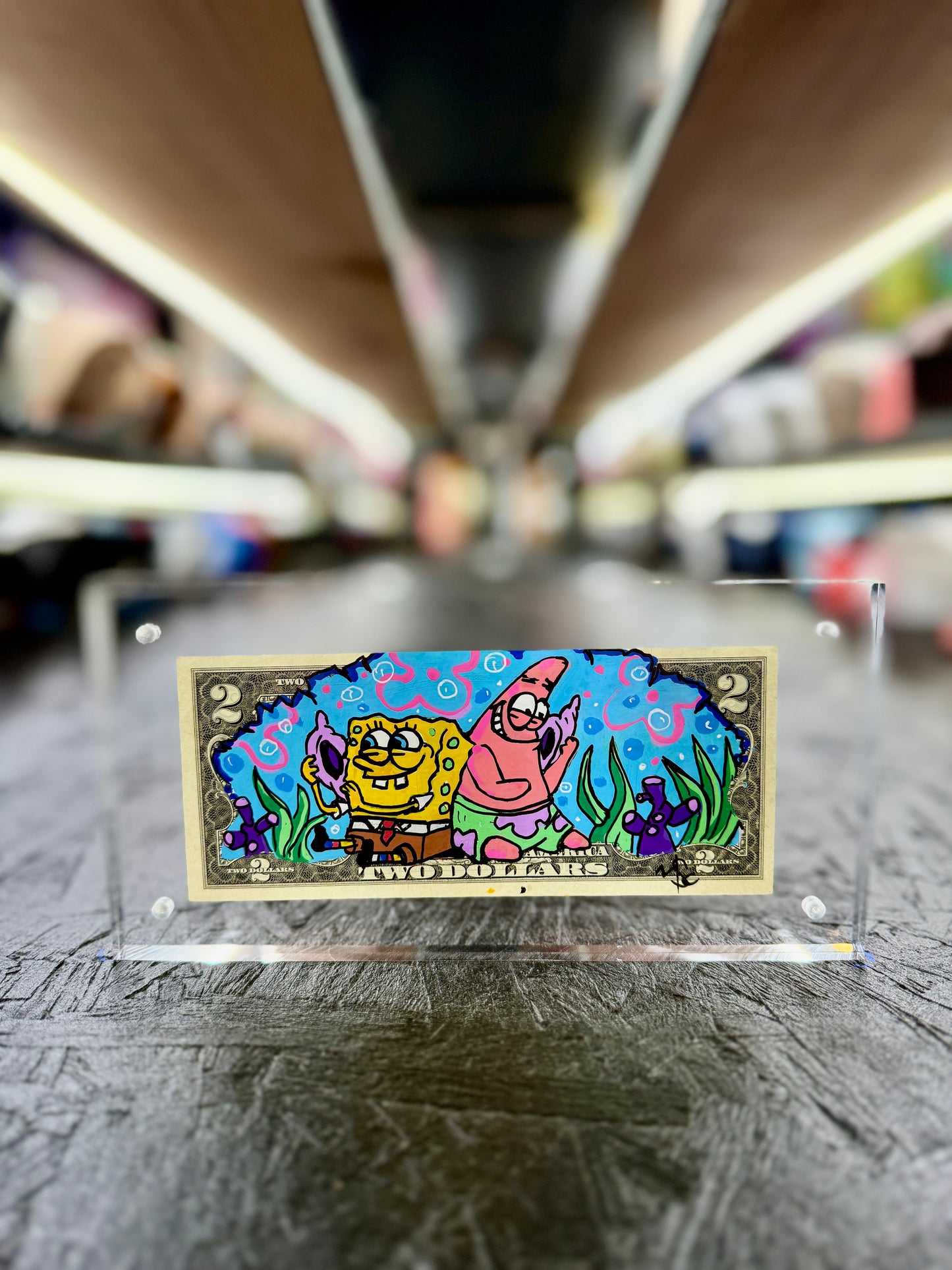 Spongebob & Patrick $2 Dollar Bill Art