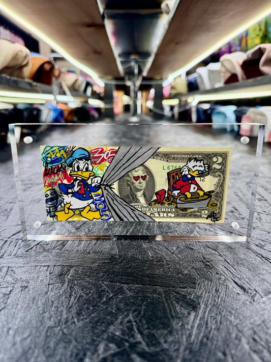 Donald & Scrooge McDuck $2 Dollar Bill Art