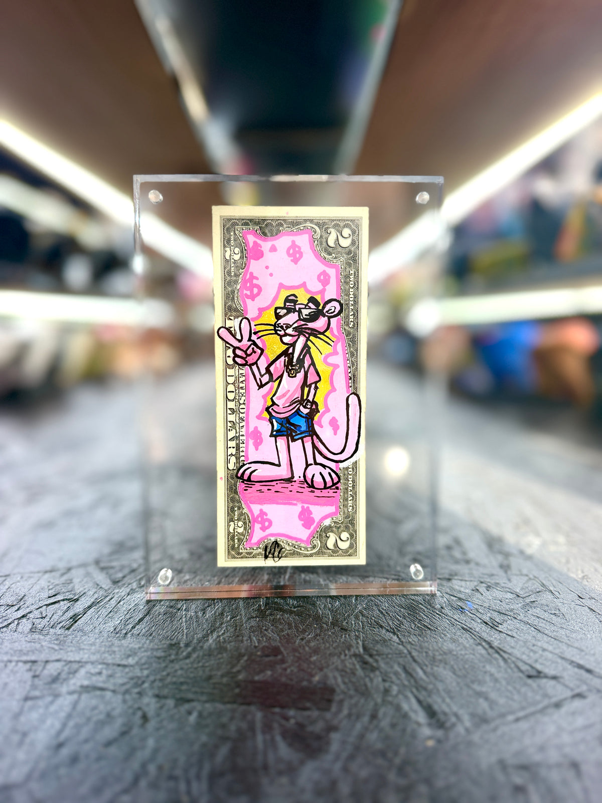 Pink Panther $2 Dollar Bill Art 11.9