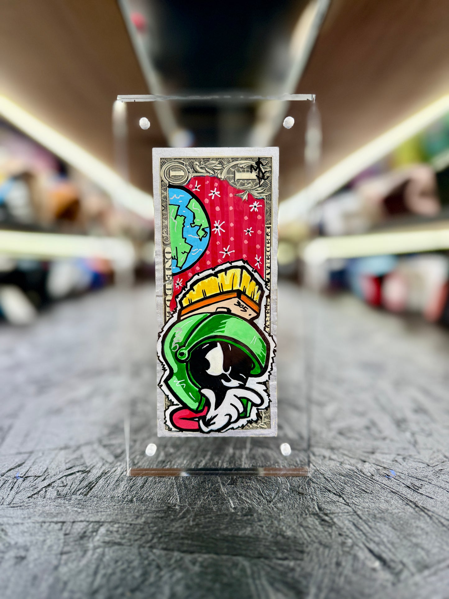 Marvin The Martian $1 Dollar Bill Art