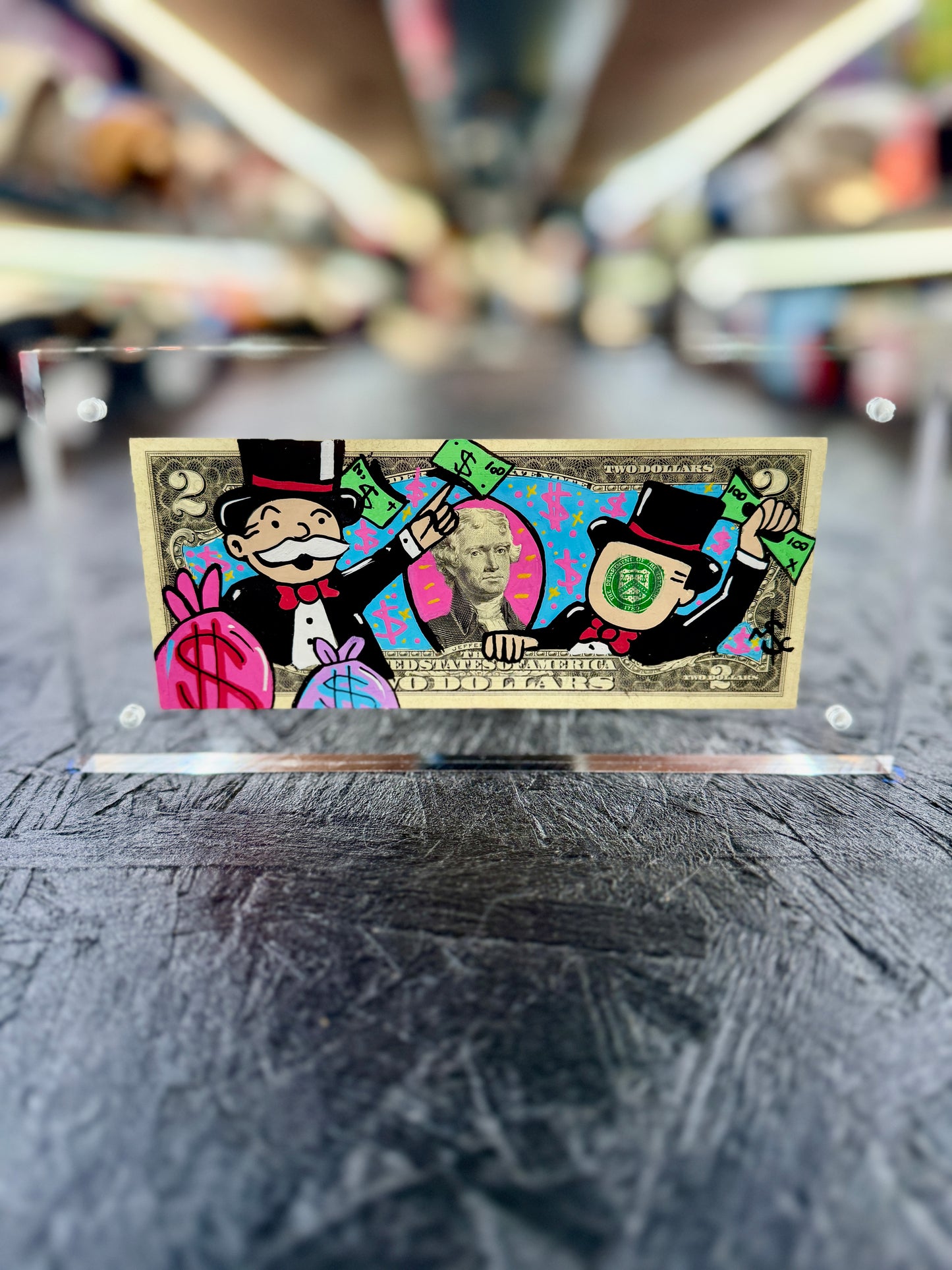 Mr Monopoly $2 Dollar Bill Art 11.2