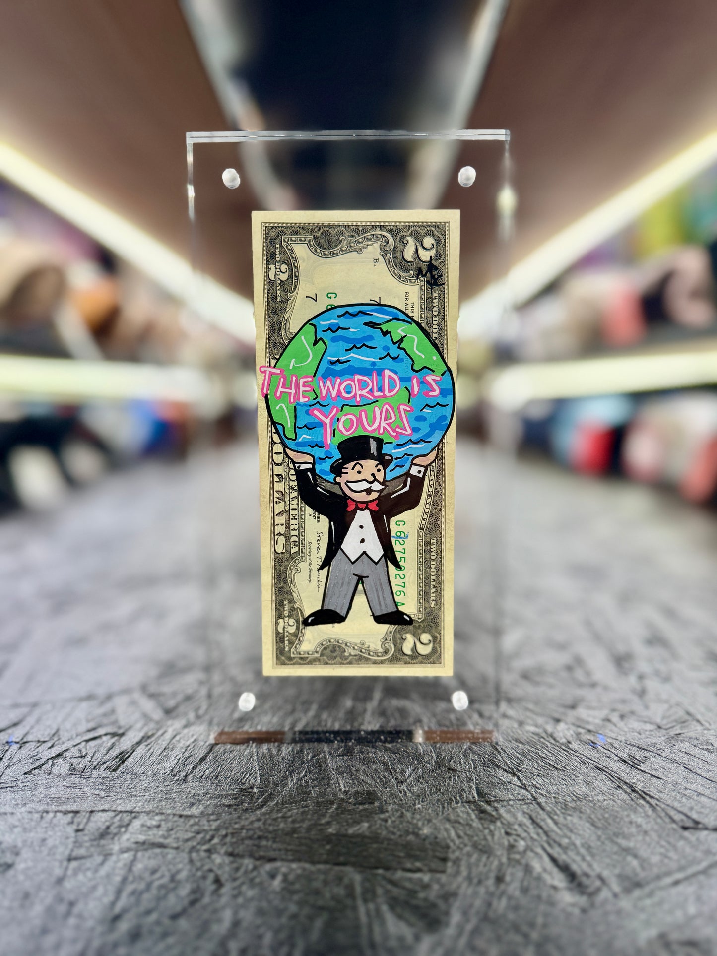 Mr Monopoly $2 Dollar Bill Art 11.5