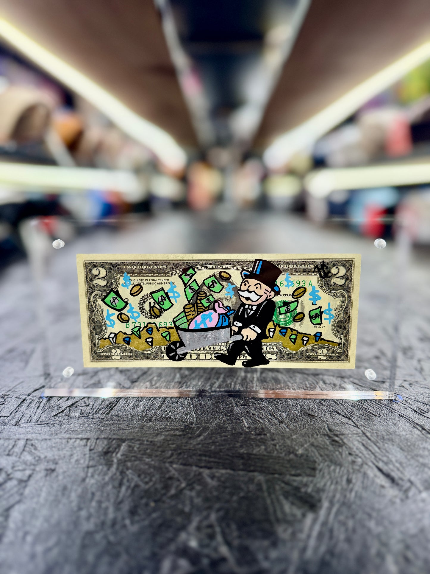 Mr Monopoly $2 Dollar Bill Art 11.7