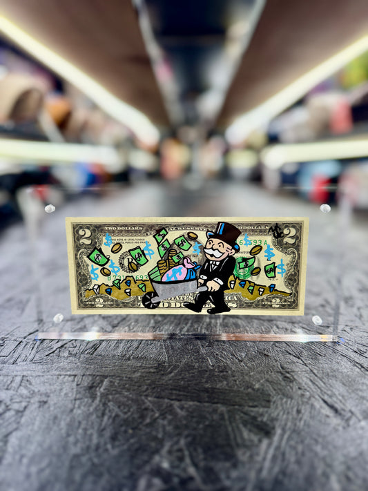 Mr Monopoly $2 Dollar Bill Art 11.7