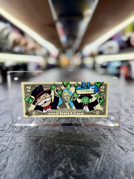 Mr Monopoly $2 Dollar Bill Art 12.4