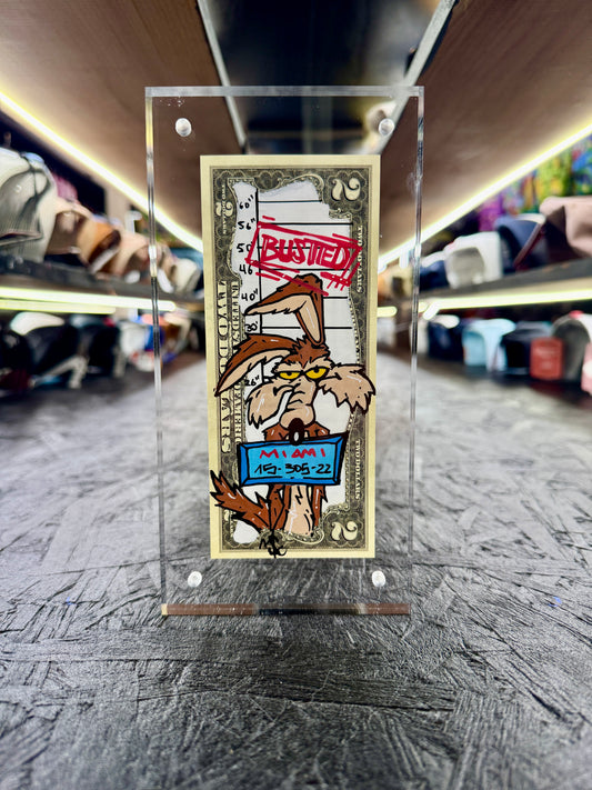 Willie E Coyote Busted $2 Dollar Bill Art