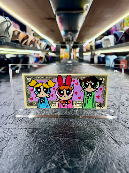 The Powerpuff Girls $2 Dollar Bill Art 2.0