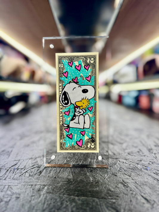 Snoopy $2 Dollar Bill Art 10.5