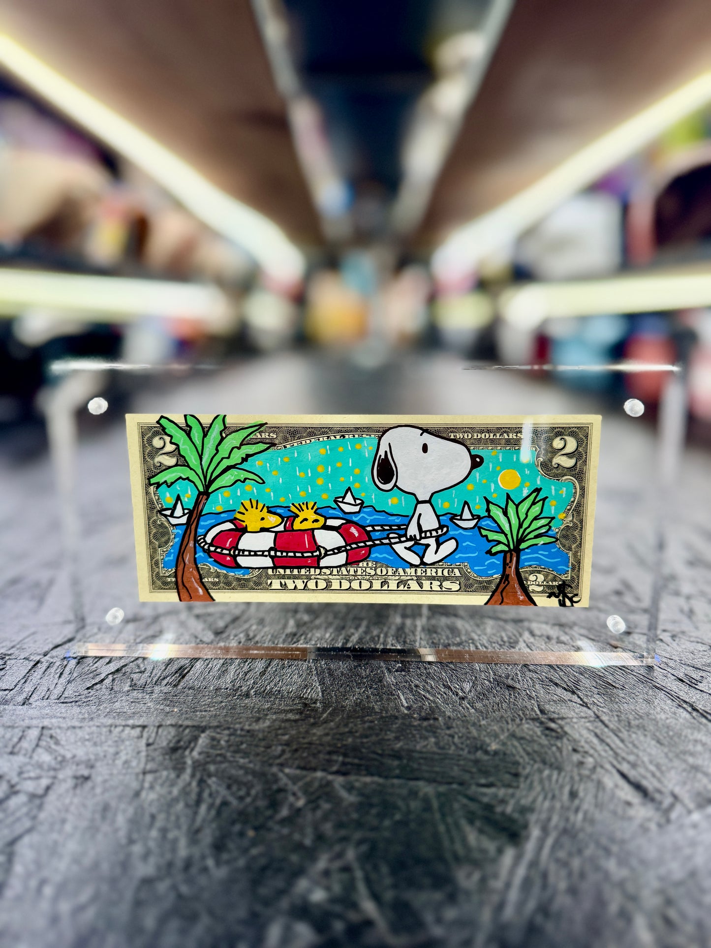 Snoopy $2 Dollar Bill Art 10.6