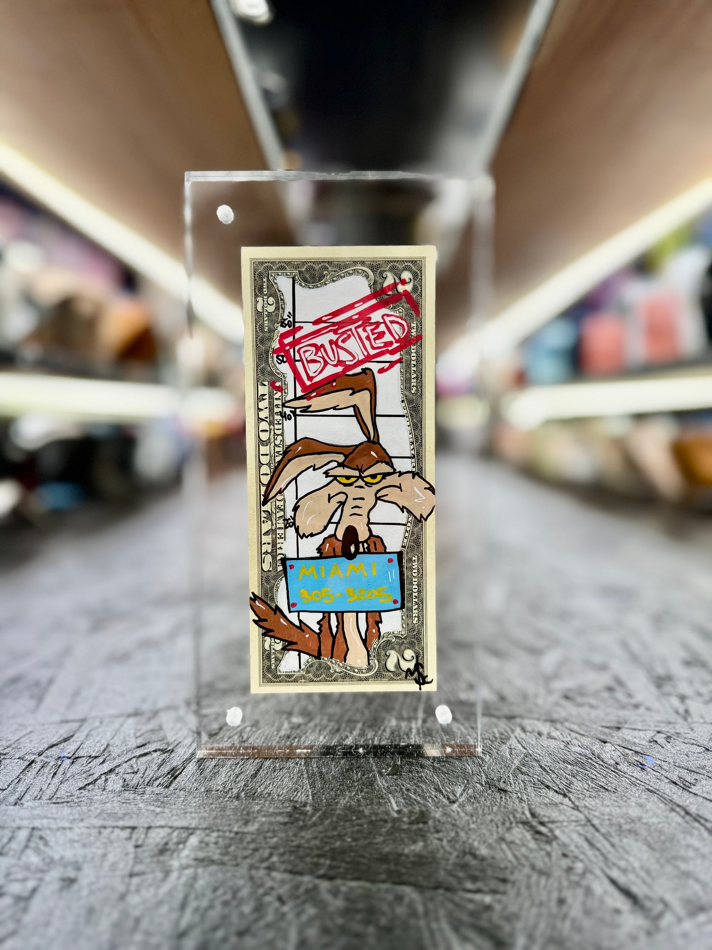 Willie E Coyote Busted $2 Dollar Bill Art 4.0