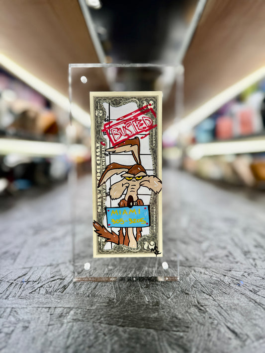 Willie E Coyote Busted $2 Dollar Bill Art 4.0