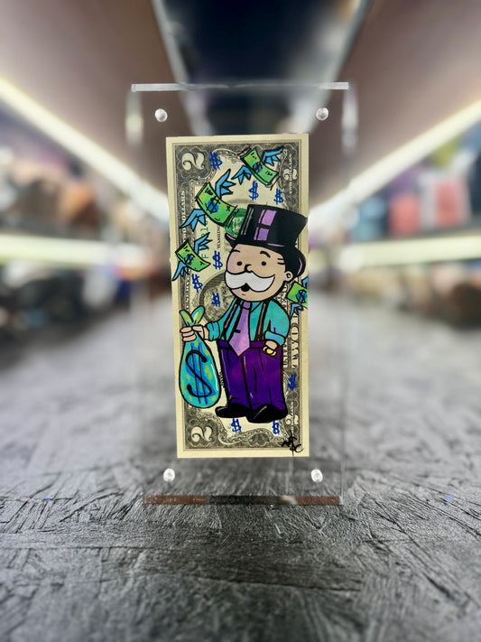 Mr Monopoly $2 Dollar Bill Art 13.9