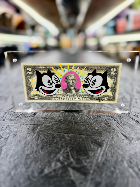 Felix The Cat $2 Dollar Bill Art