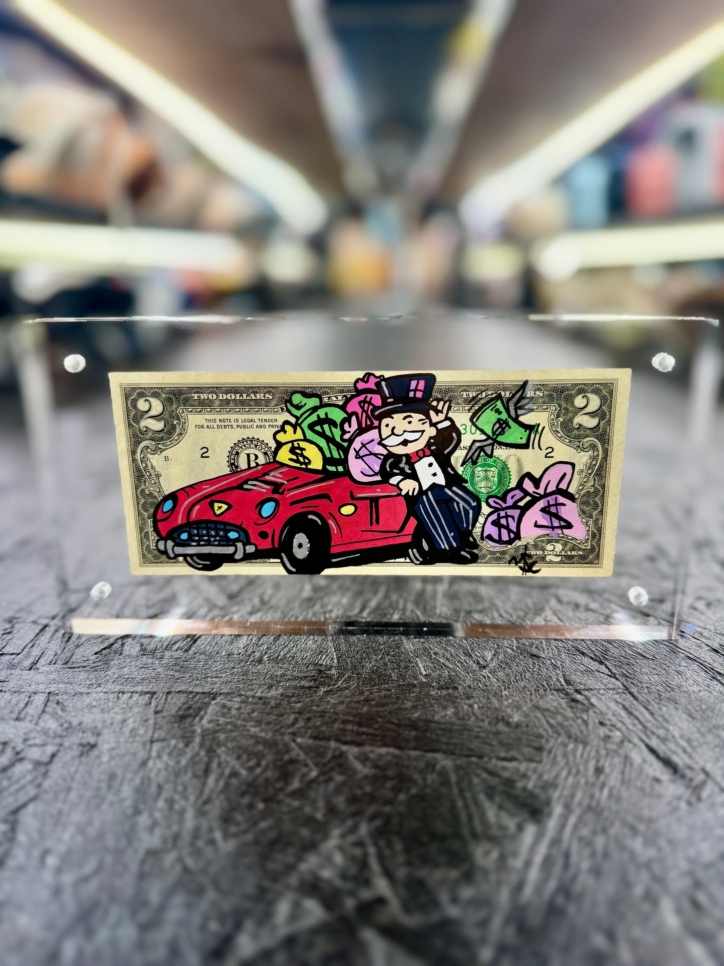 Mr Monopoly $2 Dollar Bill Art 15.7