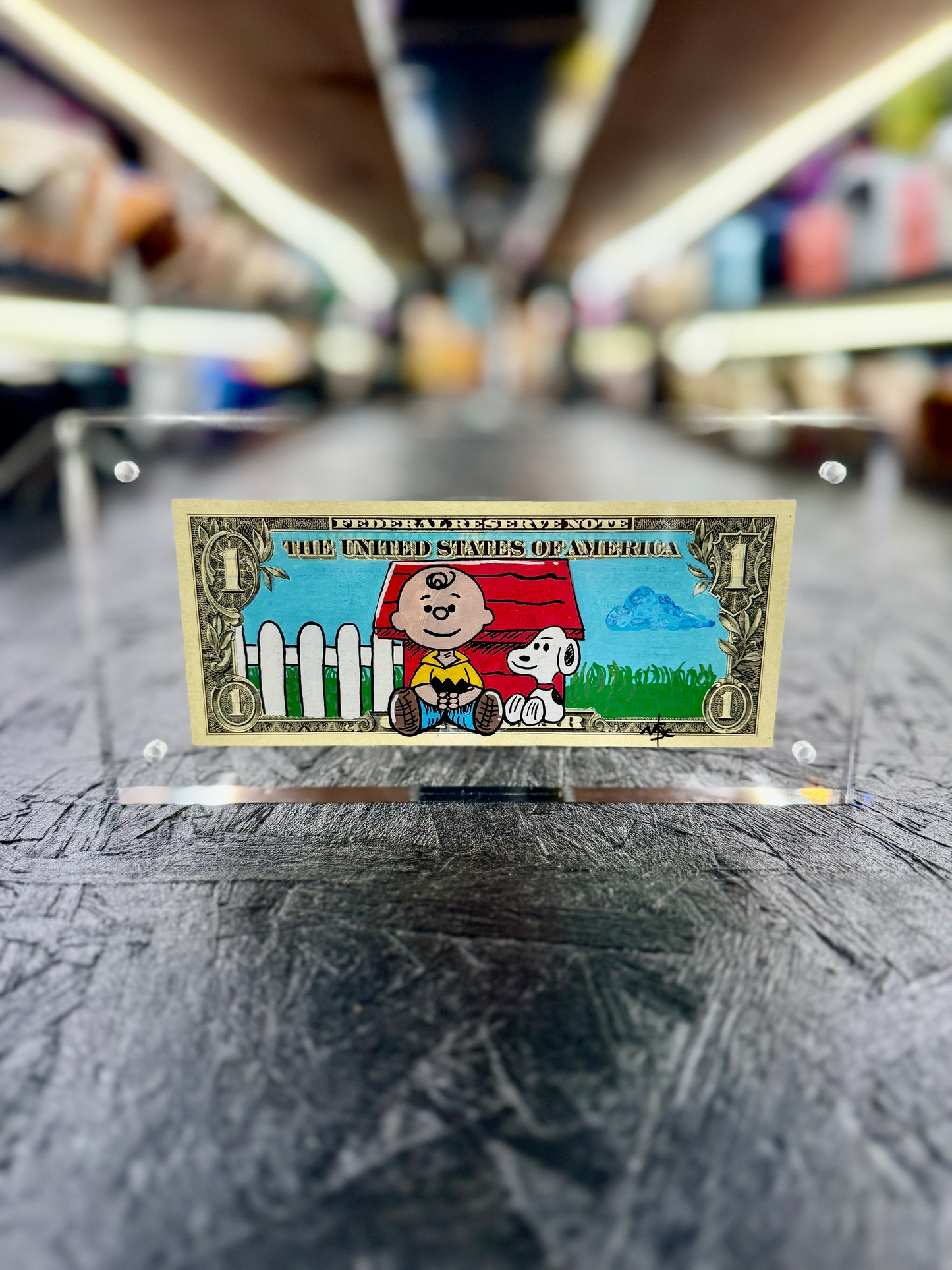 Snoopy $1 Dollar Bill Art 11.9