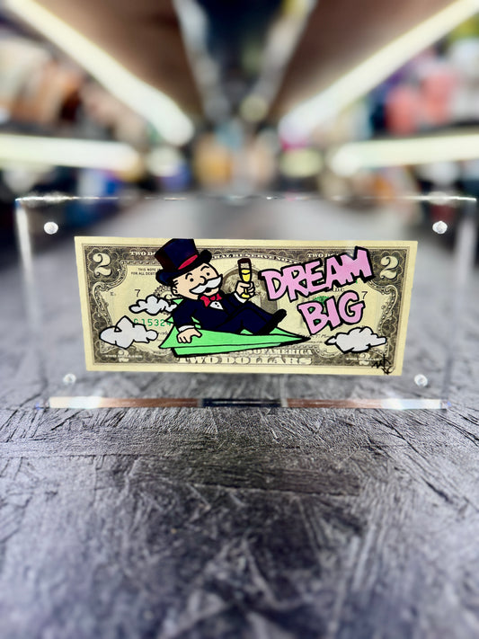 Mr Monopoly $2 Dollar Bill Art 16.8