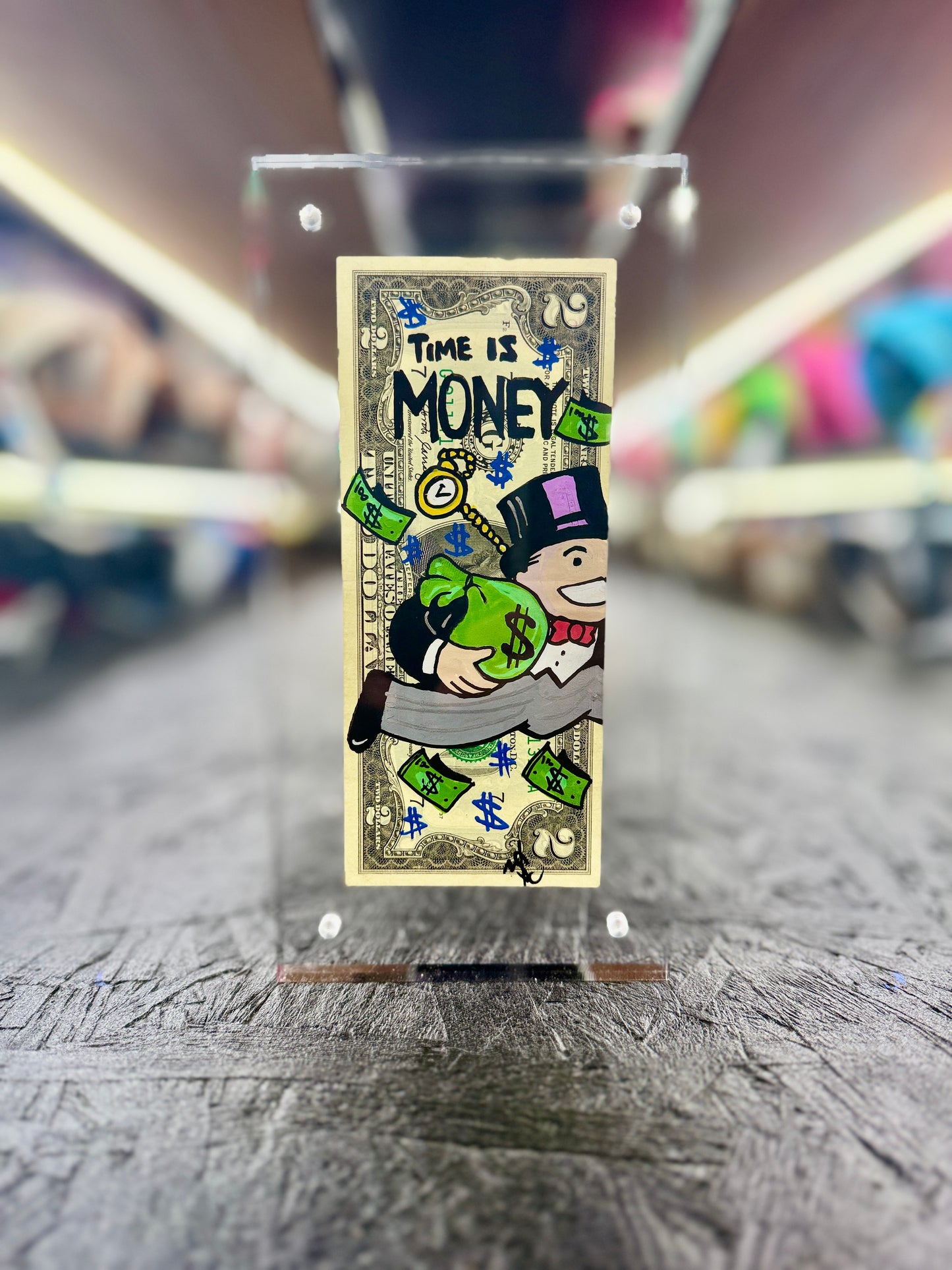 Mr Monopoly $2 Dollar Bill Art 17.8