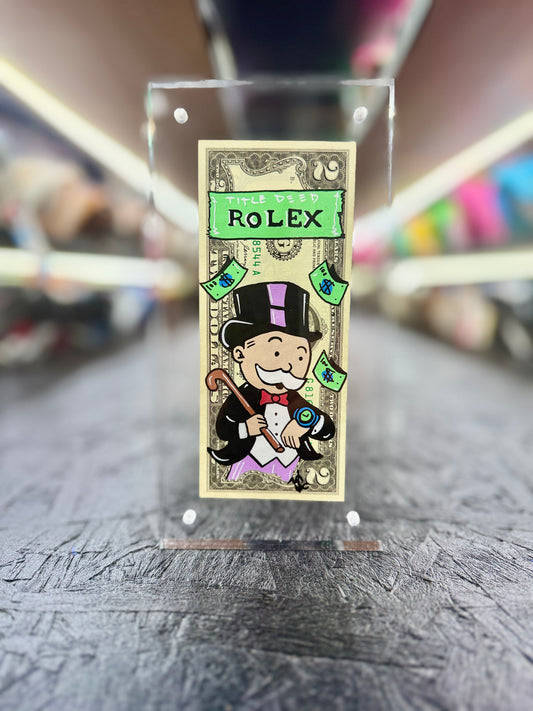 Mr Monopoly $2 Dollar Bill Art 17.9