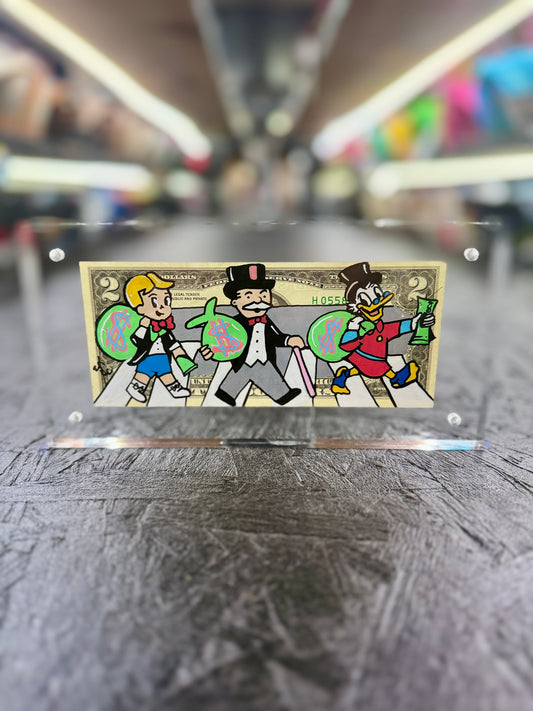 Mr Monopoly $2 Dollar Bill Art 18.2