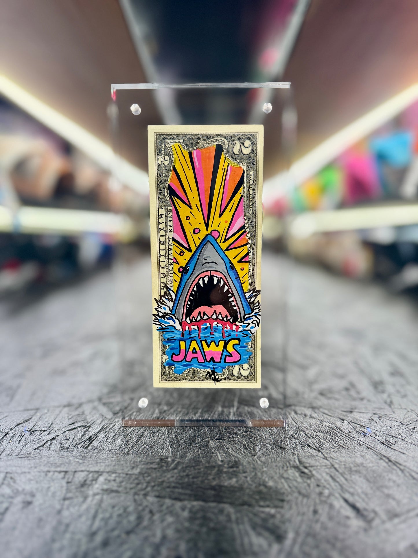 Jaws $2 Dollar Bill Art 10.4