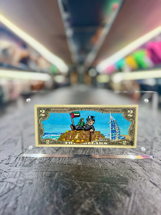 Mr Monopoly $2 Dollar Bill Art 20.5