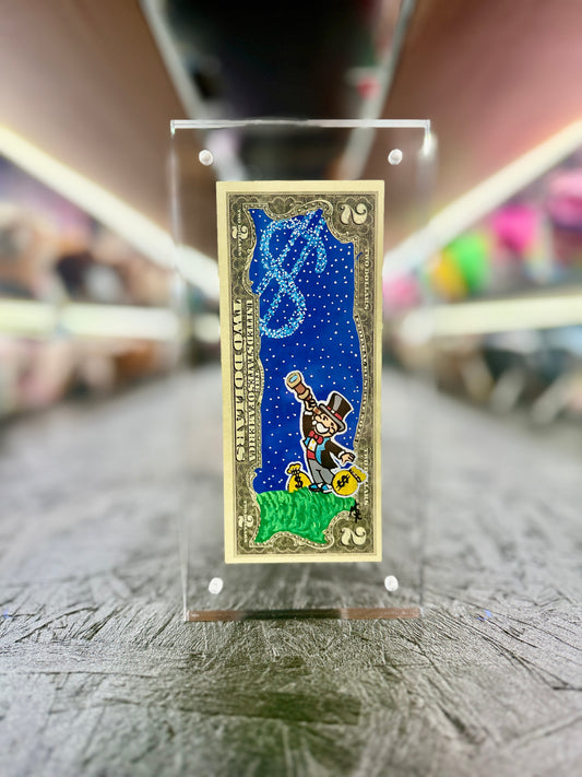 Mr Monopoly $2 Dollar Bill Art 20.6