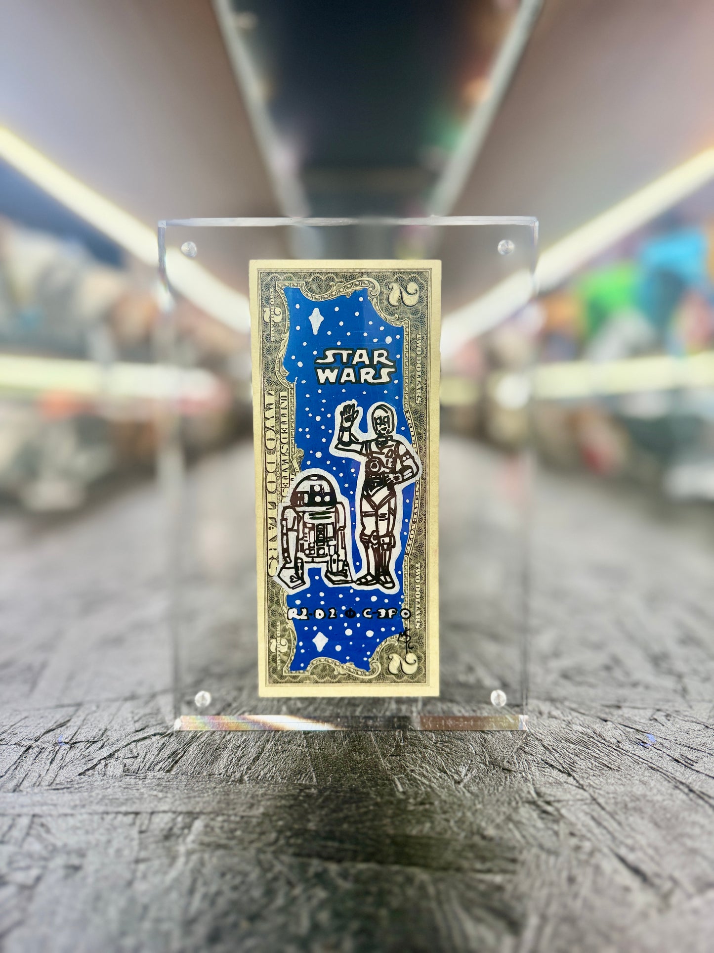 Star Wars R2 & C3PO $2 Dollar Bill Art