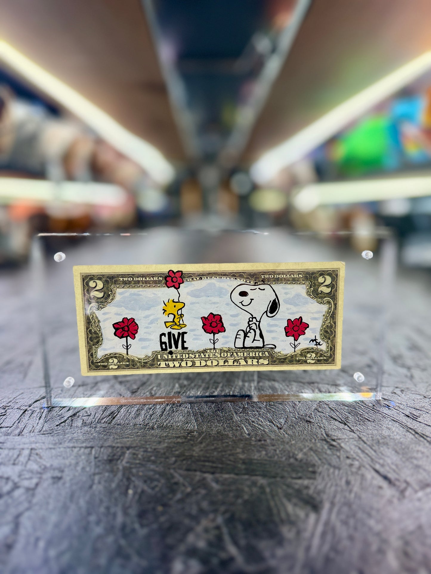 Snoopy $2 Dollar Bill Art 15.5