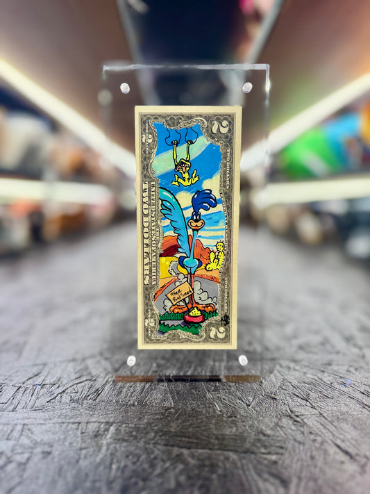 Road Runner & Willie E Coyote  $1 Dollar Bill Art 10.0
