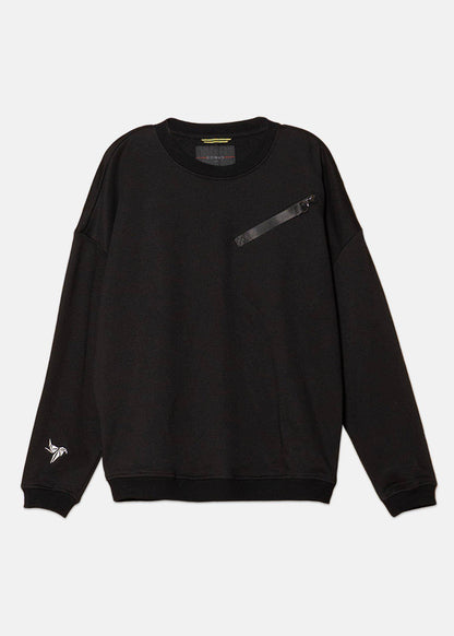 Konus Men's Zipper Chest Pocket Sweatshirt in Black