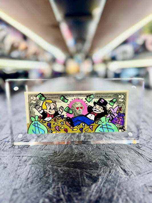 Mr Monopoly & Richie Rich $2 Dollar Bill Art 11.9 - Shop Cool Tricks