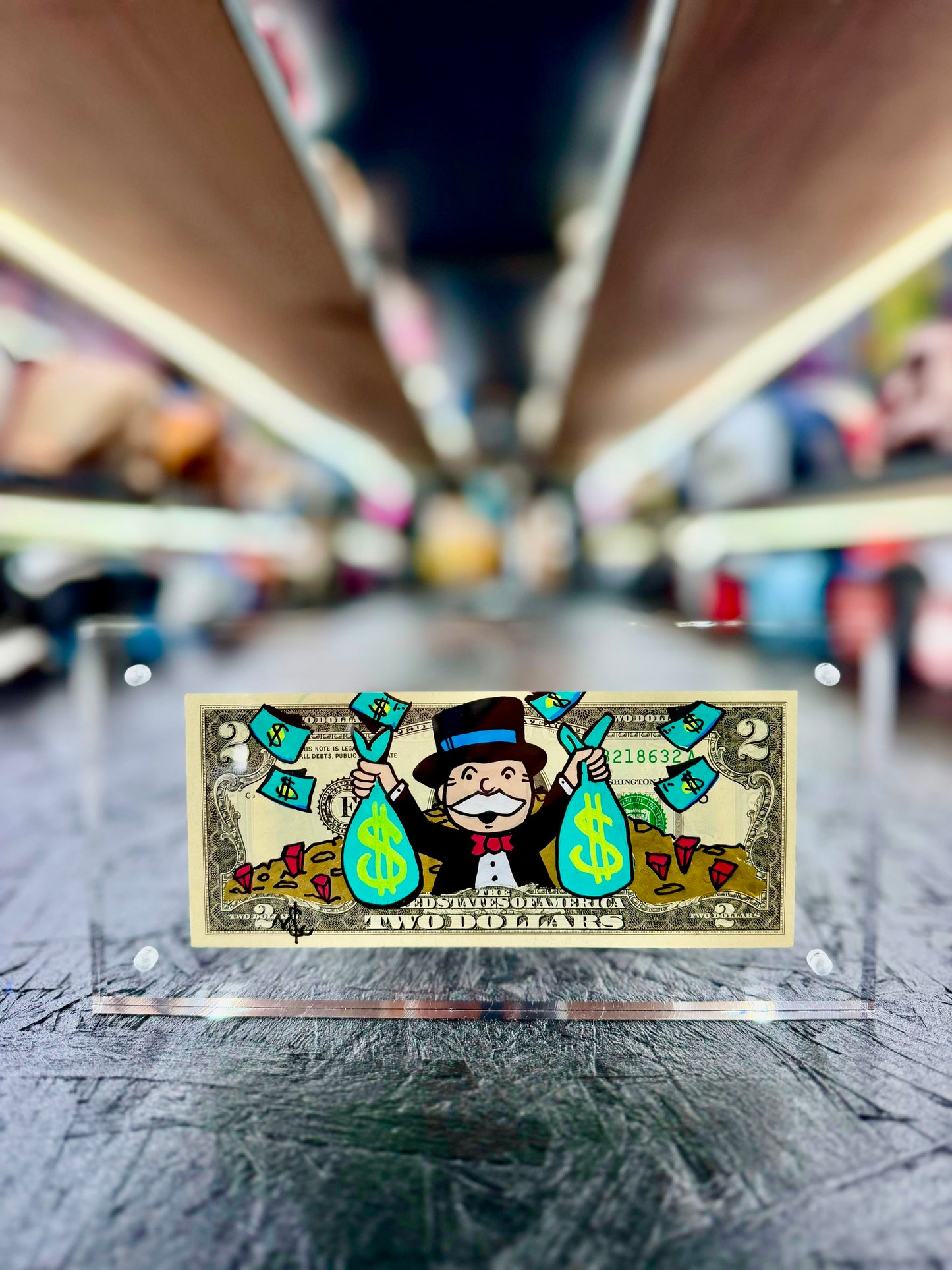 Mr Monopoly $2 Dollar Bill Art 13.0