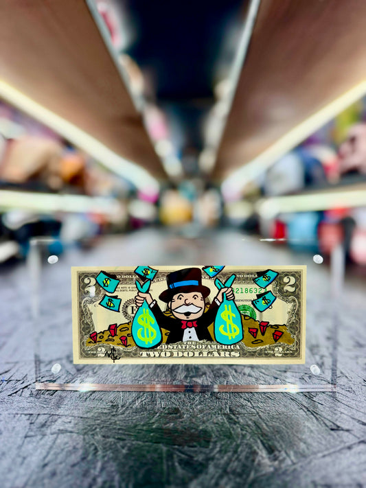 Mr Monopoly $2 Dollar Bill Art 13.0