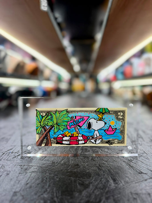 Snoopy Joe Cool $2 Dollar Bill Art 11.0
