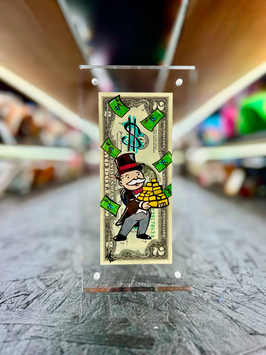 Mr Monopoly $2 Dollar Bill Art 31.4