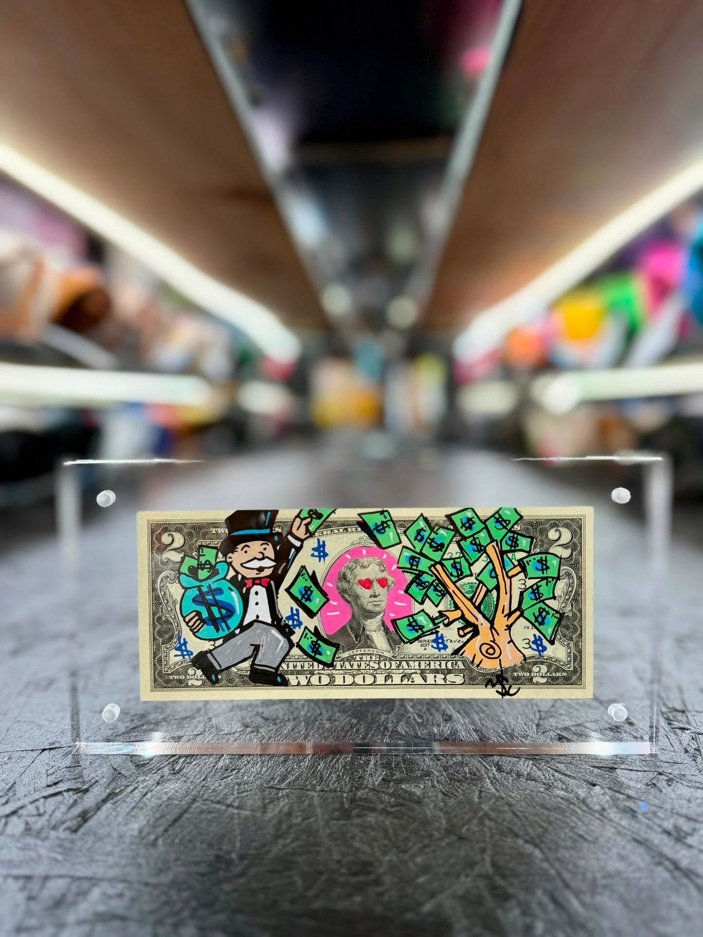 Mr Monopoly $2 Dollar Bill Art 17.1