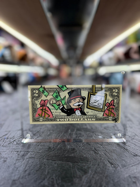 Mr Monopoly $2 Dollar Bill Art 10.9