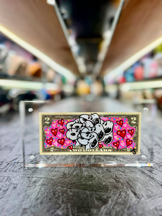 Snoopy Joe Cool $2 Dollar Bill Art 10.8