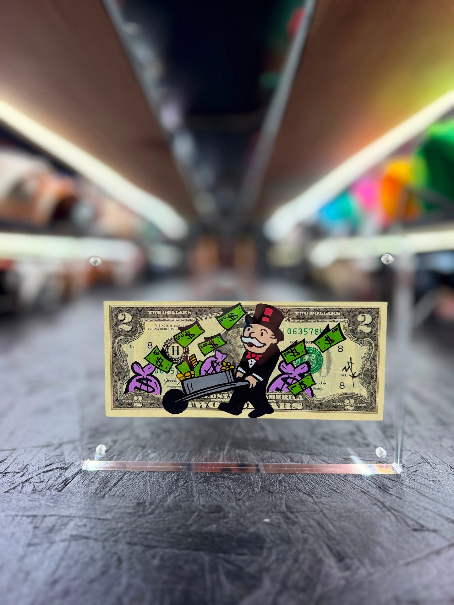 Mr Monopoly $2 Dollar Bill Art 30.1