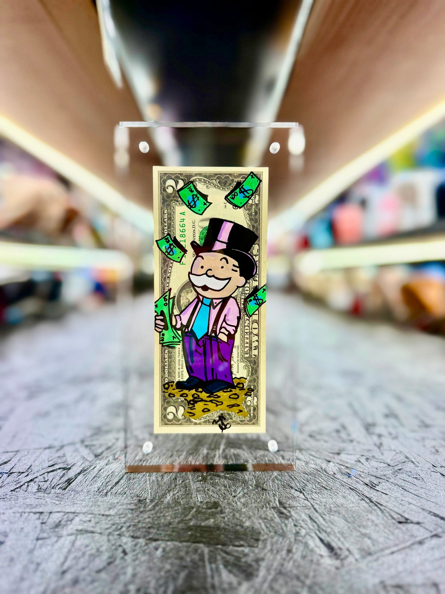 Mr Monopoly $2 Dollar Bill Art 13.3