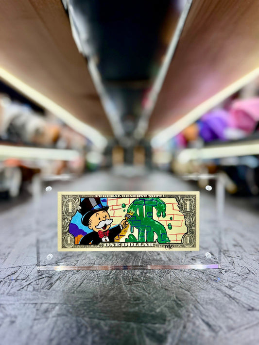 Mr Monopoly $1 Dollar Bill Art 35.6