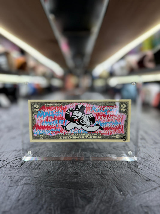 Mr Monopoly $2 Dollar Bill Art 10.8