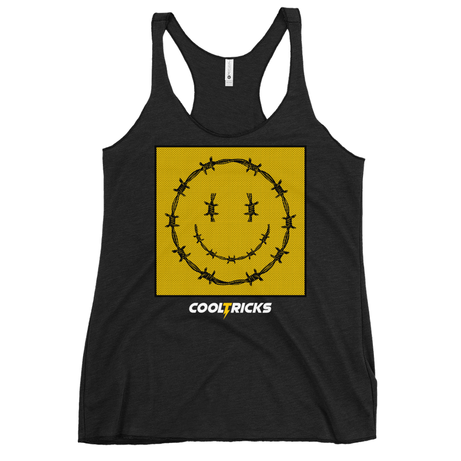 HAPPY BARBED WIRE Racerback Tank