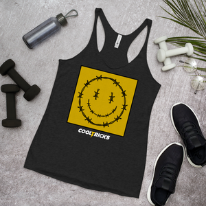 HAPPY BARBED WIRE Racerback Tank